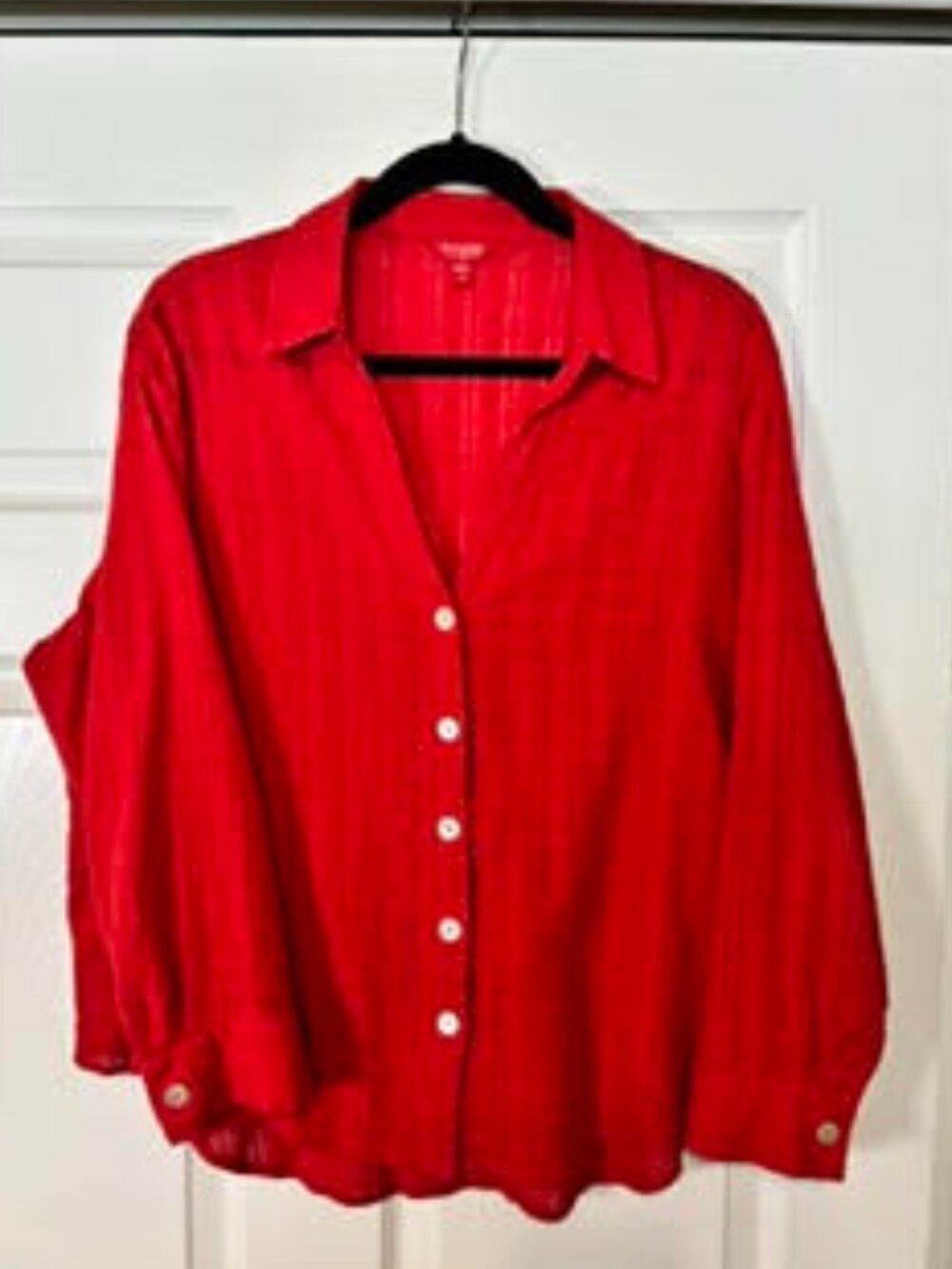 Guess LA Red Striped Popover Shirt Oversized M